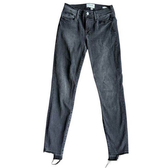 Frame Denim Women’s Le High Skinny Jeans Size 25 Stretch Black - Picture 1 of 6
